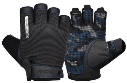 GYM TRAINING GLOVES T2 HALF BLUE-L