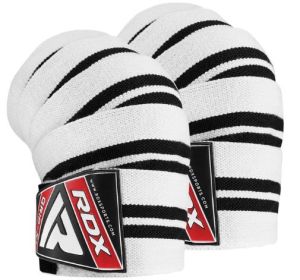 GYM KNEE WRAPS WHITE/BLACK PLUS