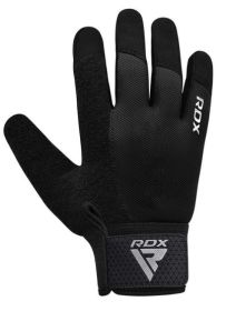 GYM WEIGHT LIFTING GLOVES W1 FULL BLACK PLUS-L