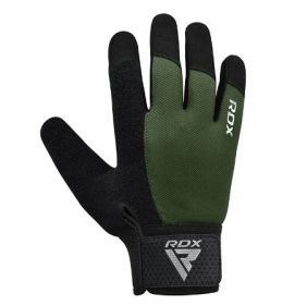 GYM WEIGHT LIFTING GLOVES W1 FULL ARMY GREEN PLUS-M