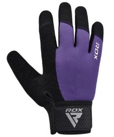 GYM WEIGHT LIFTING GLOVES W1 FULL PURPLE PLUS-L