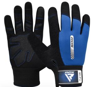 GYM WEIGHT LIFTING GLOVES W1 FULL BLUE-L