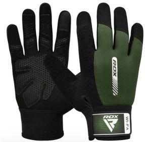 GYM WEIGHT LIFTING GLOVES W1 FULL ARMY GREEN PLUS-S