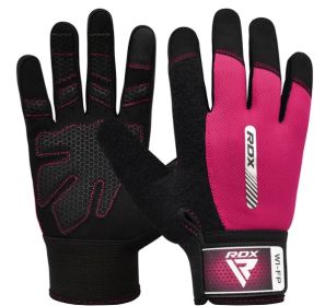 GYM WEIGHT LIFTING GLOVES W1 FULL PINK-S