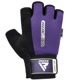 GYM WEIGHT LIFTING GLOVES W1 HALF PURPLE-L