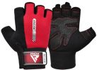 GYM WEIGHT LIFTING GLOVES W1 HALF RED-M