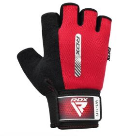 GYM WEIGHT LIFTING GLOVES W1 HALF RED-M