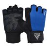 GYM WEIGHT LIFTING GLOVES W1 HALF BLUE PLUS-M