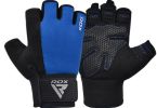 GYM WEIGHT LIFTING GLOVES W1 HALF BLUE PLUS-M