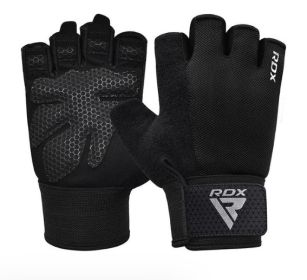 GYM WEIGHT LIFTING GLOVES W1 HALF BLACK PLUS-L