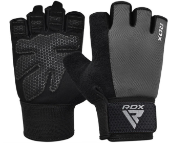 GYM WEIGHT LIFTING GLOVES W1 HALF GRAY PLUS-S