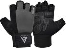 GYM WEIGHT LIFTING GLOVES W1 HALF GRAY PLUS-L