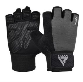 GYM WEIGHT LIFTING GLOVES W1 HALF GRAY PLUS-XL