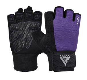 GYM WEIGHT LIFTING GLOVES W1 HALF PURPLE PLUS-S