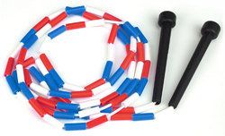 Red, white & blue 7 ft jump rope w/plastic segmentation