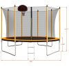 10FT Trampoline with Basketball Hoop Inflator and Ladder(Inner Safety Enclosure) Orange