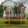 10FT Trampoline with Basketball Hoop Inflator and Ladder(Inner Safety Enclosure) Orange