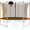 10FT Trampoline with Basketball Hoop Inflator and Ladder(Inner Safety Enclosure) Orange