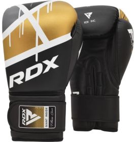 BOXING GLOVE BGR-F7 GOLDEN-14OZ (Color: Black, size: 14oz)