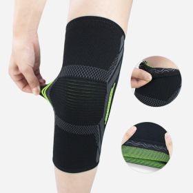 Single Knitted Nylon Sports Knee Pad Riding Protective Gear Running Basketball Skipping Rope Warm Knee Pad Foot Cold-Proof Black (Color: Blackish green color l)