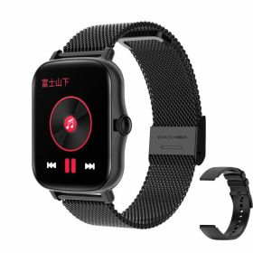 Smart Watch Heart Rate Sleep Monitoring Sports Bracelet (Color: Steel Belt Black)