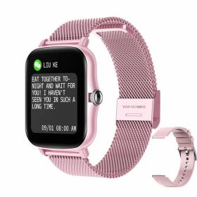 Smart Watch Heart Rate Sleep Monitoring Sports Bracelet (Color: Steel Belt Pink)