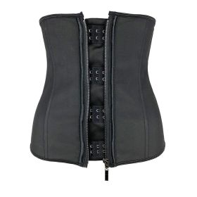 Women Latex Waist Trainer Body Shaper Corsets with Zipper Cincher Corset Top Slimming Belt Black Shapers Shapewear Plus Size (Color: Black, size: XL)