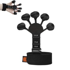 Finger Gripper Guitar Finger Exerciser 6 Resistant Strength Trainer Recovery Physical Equipment Hand Strengthener for Patients (Color: Black)