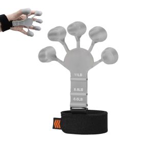 Finger Gripper Guitar Finger Exerciser 6 Resistant Strength Trainer Recovery Physical Equipment Hand Strengthener for Patients (Color: Silver)