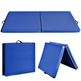 Indoor Exercise Mat Gym Gymnastics Mat Thick Folding Panel For Yoga (Color: Blue, type: Gymnastics Mat)