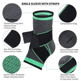 Bandage Knit Ankle Brace (Color: Green, size: XL)